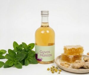 Gyva gira - MĖTOS LAPŲ IR MEDAUS - fermentuotas probiotinis gėrimas